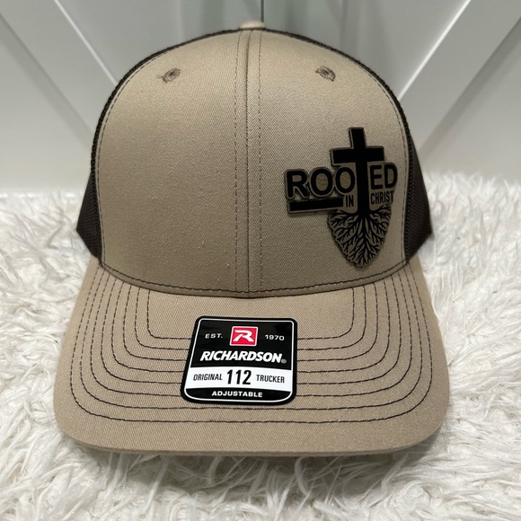 Laser engraved, Rooted in Christ. Richardson 112 trucker hat. - Picture 2 of 2